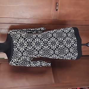 WHBM Black White Geometric Floral Print Dress Size XS